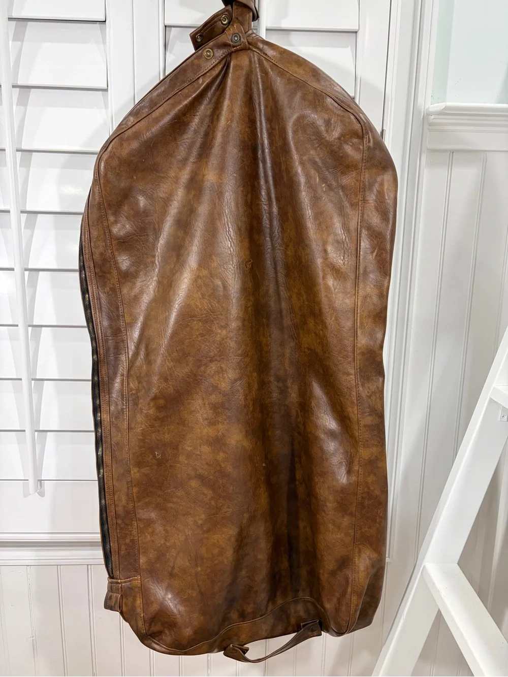 Vintage Brown Leather Travel Suit Garment Bag
